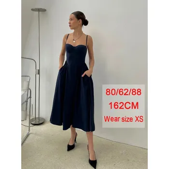 Dámské šaty Áčkové midi šaty na společnost Barva: Tmavě Modrá, Velikost: XL