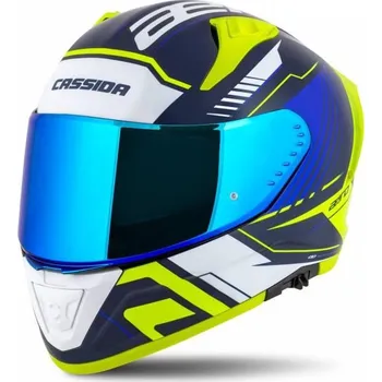 Helma na motorku Přilba Aero Drome, CASSIDA (modrá/žlutá fluo/světle modrá/bílá) 2026 S (55 až 56 cm)