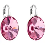 Stříbrné náušnice visací s krystaly Swarovski růžový ovál 31275.3
