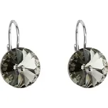 Stříbrné náušnice visací s krystaly Swarovski šedé kulaté 31106.3