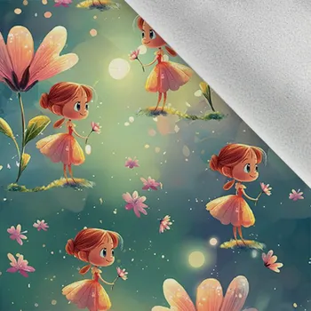 Softshell zimní rusovláska pod velkou květinou