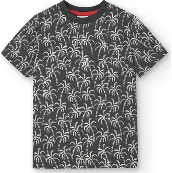 Chlapecké tričko Tričko s krátkým rukávem, tmavě šedé,palmy, kluk, Boboli Velikosti: 152