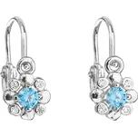 Stříbrné dětské náušnice visací se zirkonem modrá kytička 11174.3