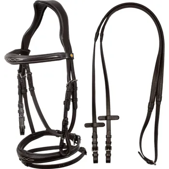 EQUESTRO Uzdečka Fancy Stiched Equestro, tmavě hnědá FULL