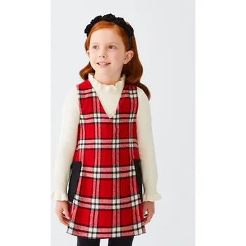 Dívčí šaty Šatovka kárového vzoru, červeno-černá barva, Abel&Lula Velikosti: 152