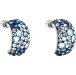 Stříbrné náušnice visací s krystaly Swarovski modré půlkruh 31164.3 blue style