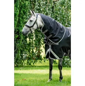 Deka pro koně Krční díl Amigo Bravo 12 XL, 0 g, black/titanium grey & silver Délka zad: L
