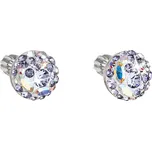 Stříbrné náušnice pecka s krystaly Swarovski fialové kulaté 31336.3 violet