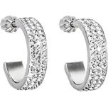 Stříbrné náušnice kruhy s krystaly Swarovski bílý půlkruh 31119.1