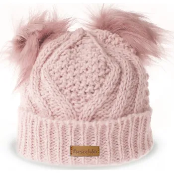 Čepice Dětská čepice vlnáč růžový se dvěma bambulemi