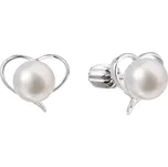 Stříbrné náušnice pecky s bílou říční perlou 21057.1