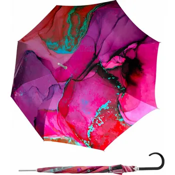 Deštník Doppler Carbonsteel Long AC MARBLE PINK - dámský holový vystřelovací deštník