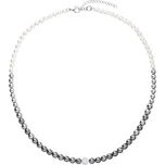 Perlový náhrdelník bílo-šedý s Preciosa krystaly 32065.3