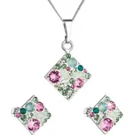 Sada šperků s krystaly Swarovski náušnice, řetízek a přívěsek zelený kosočtverec 39126.3 chrysolite