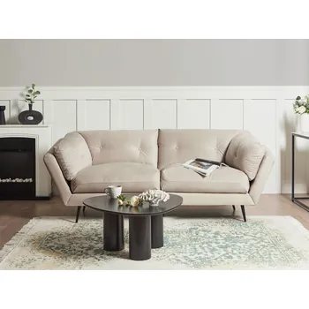 Pohovka Pohovka béžová sametová kovové nohy 210 x 90 cm s polštáři retro styl obývací pokoj Beliani