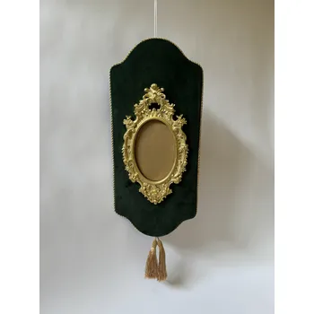 Rám na obraz ZLATÝ RÁMEČEK NA FOTO - TMAVĚ ZELENÝ SAMET-