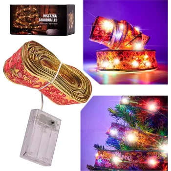 LED páska Stuha dekorativní LED pásek 10m 100LED vánoční stromek světla vánoční dekorace vícebarevné s bateriemi