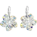 Stříbrné náušnice visací s krystaly Swarovski AB efekt kytička 31130.2