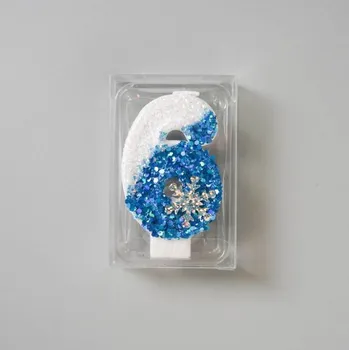 Dortová svíčka Dortisimo Svíčka bílo-modrá se sněhovou vločkou Frozen číslo 6