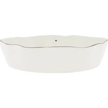 Bastion Collections Oválná mísa L s černým srdíčkem, krémová