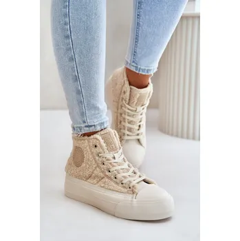 Dámské tenisky Zateplené dámské tenisky s beránkem Big Star OO274A443 Barva: Béžová, Velikost: 37