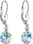 Stříbrné náušnice visací s krystaly Swarovski AB efekt kulaté 31134.2