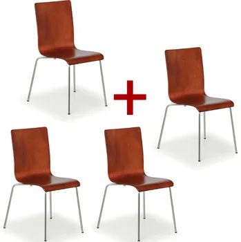 Jednací židle Dřevěná židle CLASSIC 3+1 ZDARMA, chromovaná konstrukce, ořech