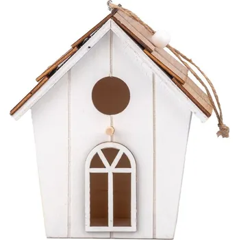 Závěs dřevo 130x145mm budka, přírodní, bílá