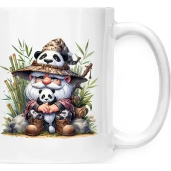 Hrnek malý bílý s potiskem Trpaslík s pandou
