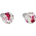 Stříbrné náušnice pecka s krystaly Swarovski mix barev kulaté 31336.3 sweet love
