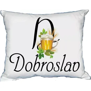 Dekorativní polštářek Polštář s pánským jménem DOBROSLAV Žlutá (polštářek pánské jméno )
