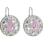 Stříbrné náušnice visací s krystaly Swarovski mix barev kulaté 31161.3 sakura