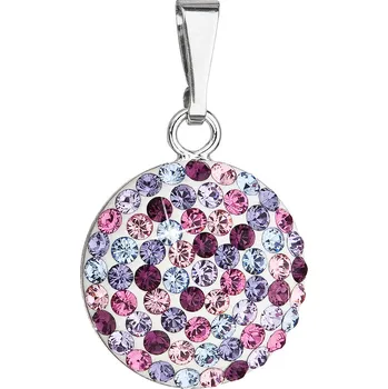 Přívěsek Stříbrný přívěsek s krystaly Swarovski mix fialové kulatý 34225.3