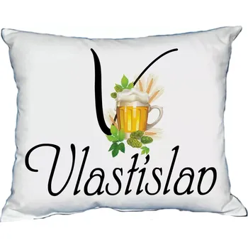 Dekorativní polštářek Polštář s pánským jménem VLASTISLAV Žlutá (polštář se jménem VLASTISLAV)