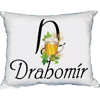 Dekorativní polštářek Polštář s pánským jménem DRAHOMÍR Bílý (polštářek pánské jméno )