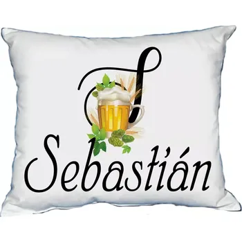 Dekorativní polštářek Polštář s pánským jménem SEBASTIÁN Světle zelený (polštář se jménem SEBASTIÁN)