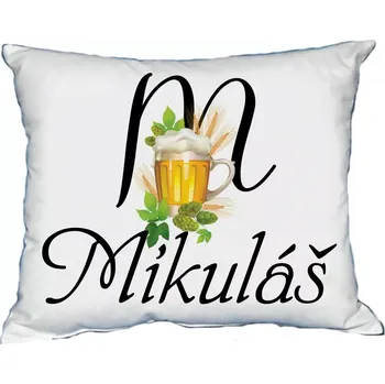Dekorativní polštářek Polštář s pánským jménem MIKULÁŠ Bílý (polštář se jménem MIKULÁŠ)