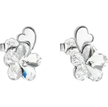 Stříbrné náušnice pecka s krystaly Swarovski bílá kytička 31263.1