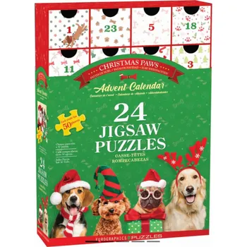 Figurka EUROGRAPHICS Adventní kalendář: Vánoční tlapky 24x50 dílků