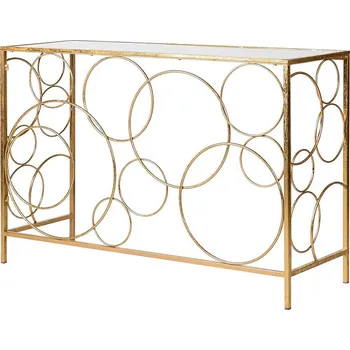 Konzolový stolek Konzolový stůl Aether se zrcadlovou deskou a zlatým rámem 120cm