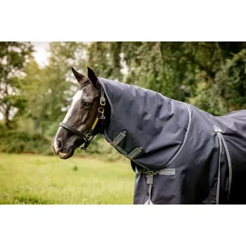 Deka pro koně Krční díl Rambo Optimo, 0 g, navy/thunderstorm grey & silver Délka zad: XL