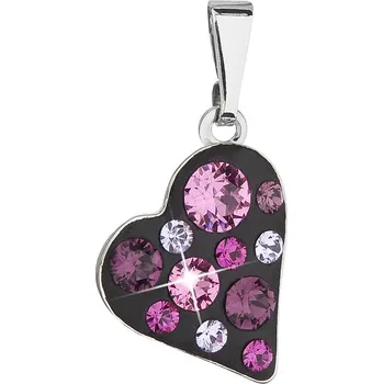 Přívěsek Přívěsek bižuterie se Swarovski krystaly růžové srdce 54027.3 jet rose