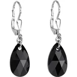 Stříbrné náušnice visací s krystaly Swarovski černé 71161.3 jet