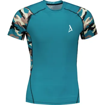 Pánské tričko Pánské funkční kompresní tričko s krátkým rukávem premium ALTISPORT VOJ/ALM038TR04 PETROLEJOVÁ/HNĚDÁ XXL