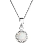 Náhrdelník se syntetickým opálem a krystaly Preciosa bílý kulatý 32083.1 white