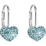 Stříbrné náušnice visací s krystaly Swarovski modré srdce 31125.3