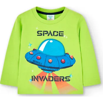 Chlapecké tričko Tričko, dlouhý rukáv, vesmír, zelená barva, Boboli Velikosti: 104