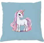 Polštář lněný vzhled s potiskem Polštář s jednorožcem