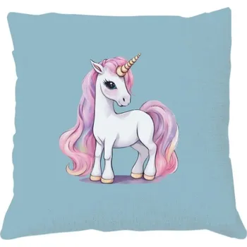 Polštář Polštář lněný vzhled s potiskem Polštář s jednorožcem