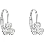 Stříbrné náušnice visací se zirkonem bílý trojlístek 11209.1